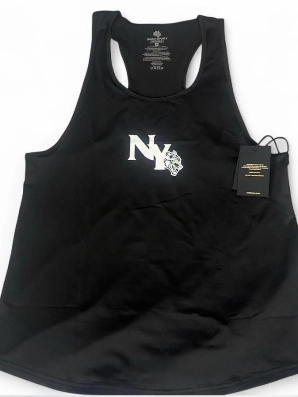 Darc Sport Black Racerback Tank with White NY Tiger Graphic